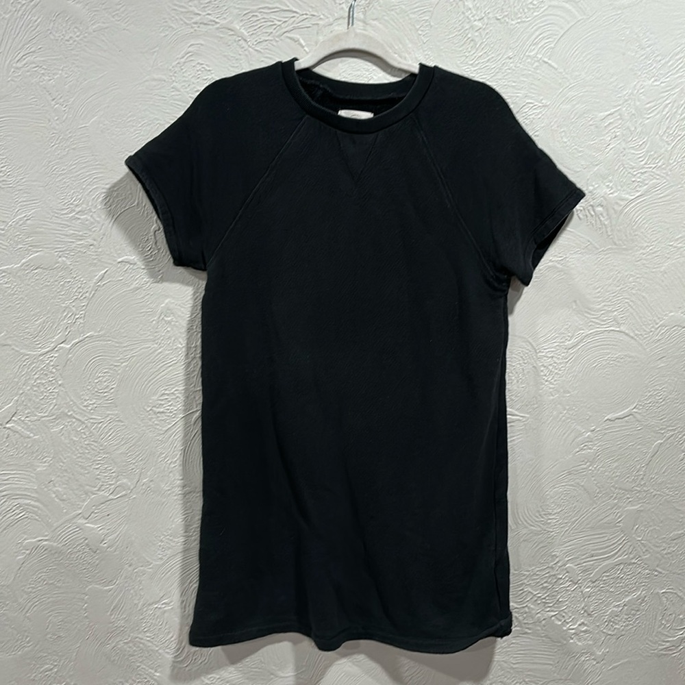 Madewell MWL Airyterry Sweatshirt Tee Dress Black Tunic size small